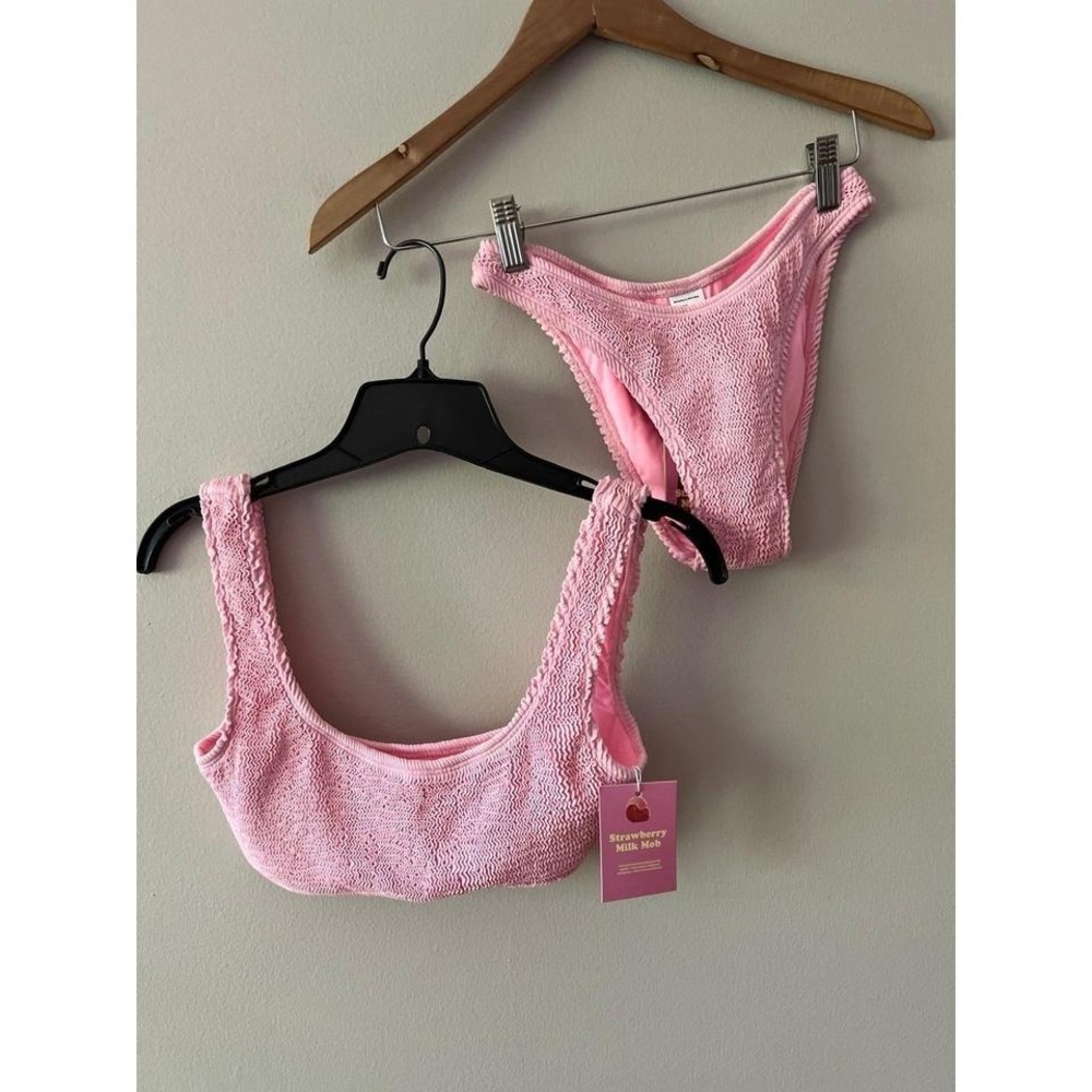 Strawberry Milk Mob Twin Flame Bikini Set Pink Small NWT